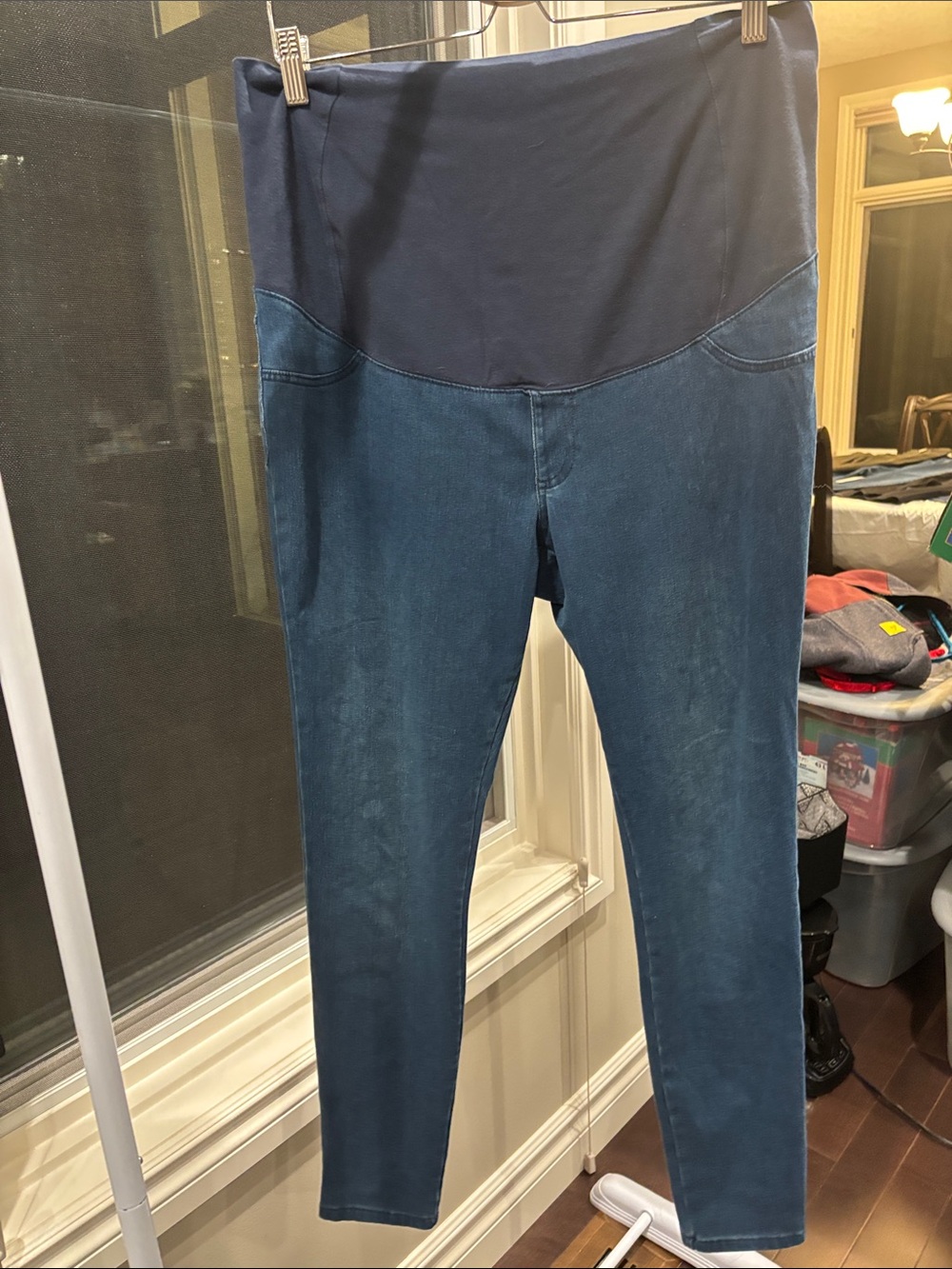 Paisley Sky Navy and Denim Maternity Jeggings